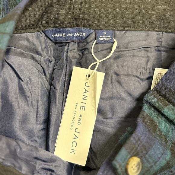 Janie & Jack Boys 12 Blackwatch Plaid Dress Pants Blue Green Coastal Holiday - Picture 6 of 11